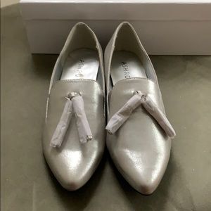 NEW IN BOX —- ASHRO NEW and unworn silver tassel shoes